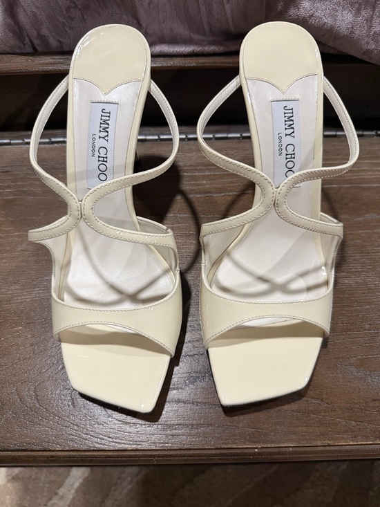 Jimmy Choo Shoes - Jimmy Choo Ivory Strappy Square-Toe Heels